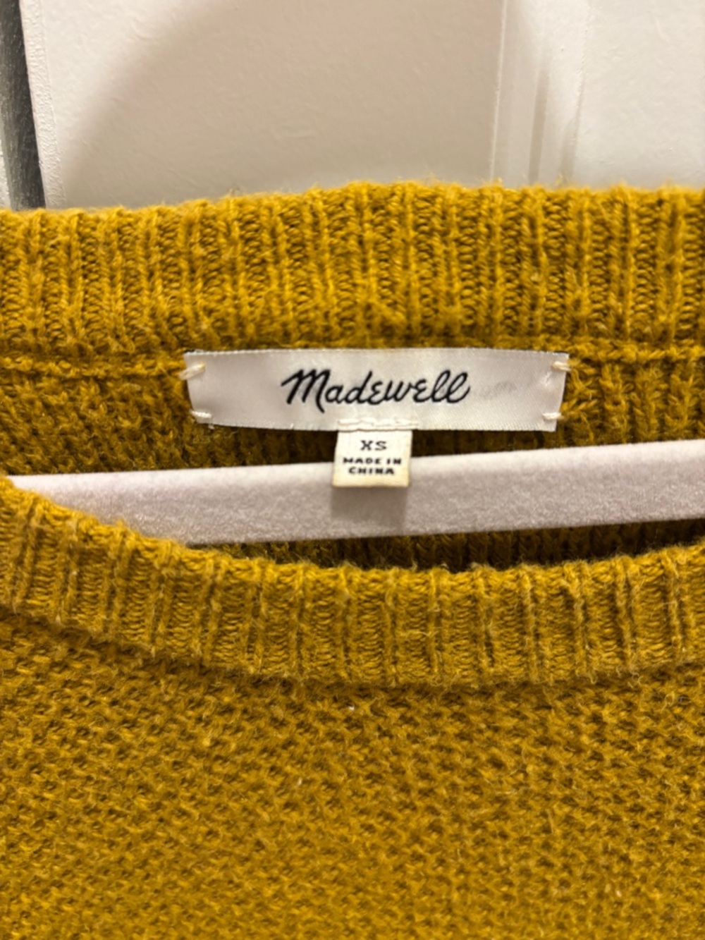 Madewell Women's Mustard Ribbed Crewneck Sweater